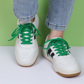 Stepace [2 Pairs] Flat Elastic Shoe Laces for Sneakers 31"-63" Length 11 Colors Stretch Shoelaces Green 100