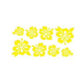 8 Hibiscus Flowers Assorted Sizes - Make Your Own Flower Lei Sticker Decal Hawaii Yellow