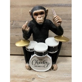 Funny Monkey Decorative Figurine, Drum Playing Monkey Statue 8 Inch