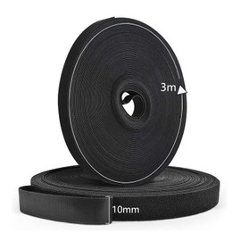 TENOC Reusable Hook and Loop Cable Tie Tool, Adjustable Cable Organizer Tape Cord Wrap for Home, Office, Wire Bundling, Hook and Loop Tape, Manage Wire Straps, Black (2/5 In x 9.8 Ft x 1 Roll)