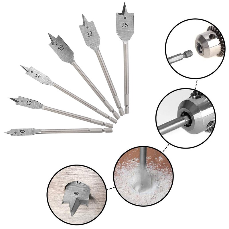 HCS Wood Flat Bits Spade Drilling Drill Bit Set with