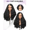 Yaki Curly V Part Wigs Black Loose Wave Wig with