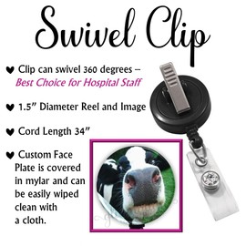 Cow Retractable ID Badge Holder Reel, Funny Badge Reel, Farm Animal Badge Tag Holder, Office Id Holder, Cow Badge Reel - GG1008