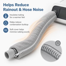 CPAP Hose Cover with Hose Holder, 6ft Soft CPAP Tubing Sleeve with Zipper, Universal CPAP Tube Wrap for ResMed AirSense 11/10 ClimateLineAir, DreamStation, Helps Reduce Rainout & Hose Noise, Gray