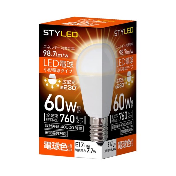 Styled HA6T17LS1 LED Bulb, Bulb Color, 60W Equivalent, Mini Krypton Shape, Wide Light Distribution, Compatible with Enclosed Fixtures, 1 Pack