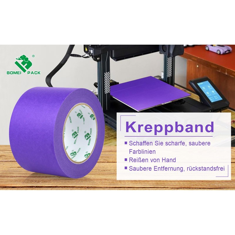 BOMEI PACK Purple 75mm x 50m Multi-Surface Masking Tape for