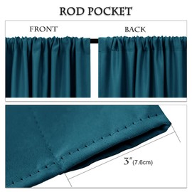 PONY DANCE Dusty Ink Blue Darkening Blackout Curtains - Rod Pocket Thermal Insulated Privacy Energy Saving Window Curtain Drapes 52x72 inch Length, Set of 2 Bedroom Living Room Curtains
