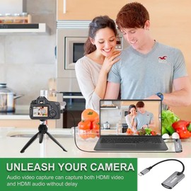 Zhongkaifa HDMI to Type-C Video Capture Card, Free Drive 4K 1080P Type-C HDMI to USB-C, Portable Converter for Game Recording Live Broadcasts Phone Console