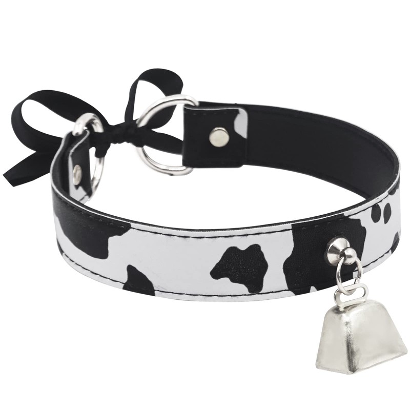 paloli Basic Cow Print Bell Collar Choker Necklace for women