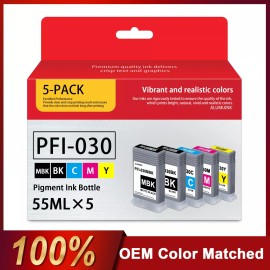 ALUMUINK Compatible PFI-030 Ink Cartridges 55ml (5Pcs) for Canon TA-20 TA-30