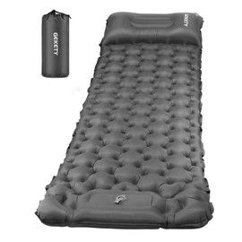 エアーマット GEKETY 【約10CM厚さ】 キャンプ マット 車中泊マット 足踏み式 無限連結可能 枕付き エアマット 災害マット キャンプ用品 テントマット 厚手 軽量 コンパクト 防水防潮 持ち運び便利 簡単収納 収納袋付き