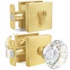 HIEMEY Satin Brass Diamond Glass Crystal Door Knob and Single