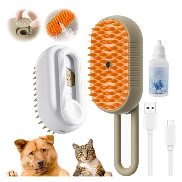 4 in 1 Cat Steam Brush for Shedding, 2025 New