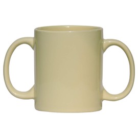 Dual Handle Mug to Aid Tremors, MICROWAVE SAFE, 11.83 US Fl. Oz. (350 Ml), BPA-FREE - Light Lemon Color