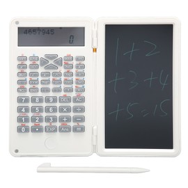 Calculator with Notepad Portable 10 Digits LCD Display Scientific Calculator for School Office Meetings and Family White