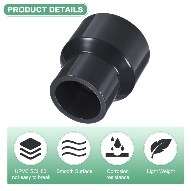 M METERXITY 1-Pack UPVC Reducer Pipe Fitting, 2" x1-1/4 Reducing
