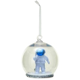 The Bridge Collection 4" Snow Globe with Astronaut Ornament - Space Man Christmas Ornament- Man on The Moon Astronaut