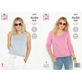 King Cole 5615 Knitting Pattern Womens Easy Lace Sweater and Vest in Paradise Beaches DK