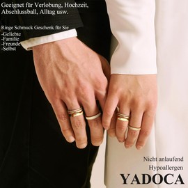 YADOCA 3 Piece Rings Gold Women's 14K Gold-Plated Golden Ring Set Engagement Ring Women Gold Finger Ring Thumb Ring Knuckle Stackable Wedding Rings with Zirconia Women Girls Size 49-65, Copper