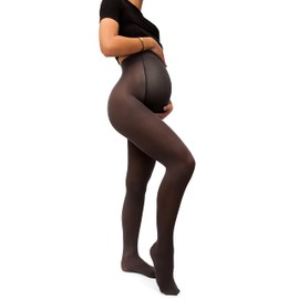 sofsy All-Day Comfort Maternity Tights [Made in Italy] 50 Den Women's Opaque Pregnancy Pantyhose | Soft Over the Belly Grey Nylons - Medium