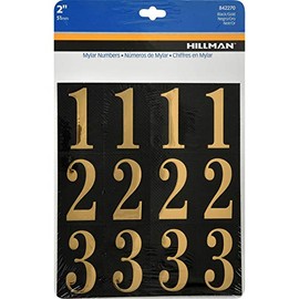 Hillman 2 in. Gold Mylar Self-Adhesive Number Set 0-9 32 pc. - Case of: 6;66