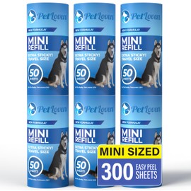 PetLovers Extra Sticky Lint Roller Mega Value Set for Pet Hair Removal, Dog and Cat Lint Remover (6 Pack Mini Refills)
