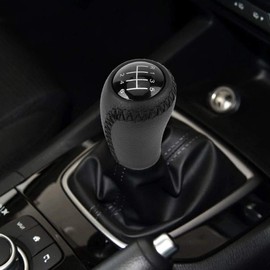 Aramox Gear Lever Gear Knob Leather Gear Knob Cover for 3 BK BL / 5 CR CW / 6 II GH 05-14, black, Fashionable