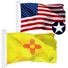 G128 Combo Pack: USA American Flag 3x5 Ft Embroidered Stars & New Mexico State Flag 3x5 Ft Embroidered