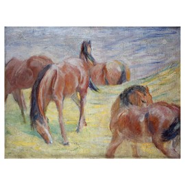 Grazing Horses Landscape by Franz Marc Accent Tile Mural Kitchen Bathroom Wall Backsplash Behind Stove Range Sink Splashback One Tile 8"x6" Ceramic, Glossy