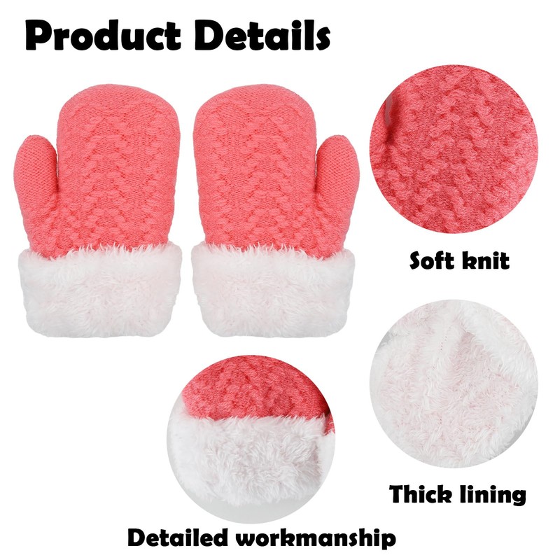 FGSS Kids Winter Knit-Mittens Toddler Warm Thick Fleece Gloves Cold