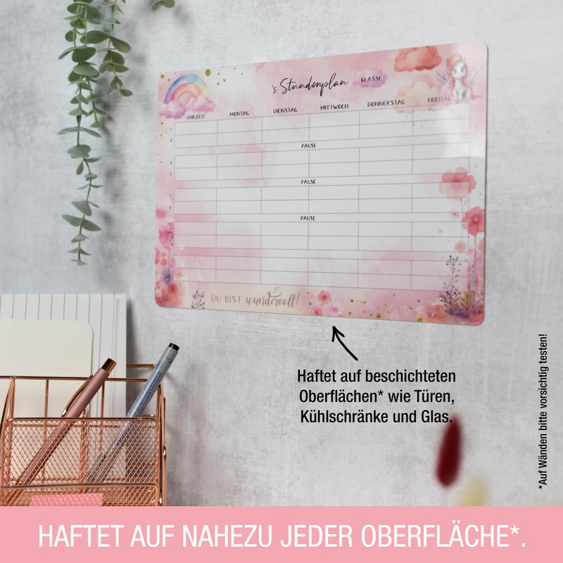 TOBJA Unicorn timetable wipeable - sticks to all smooth surfaces,