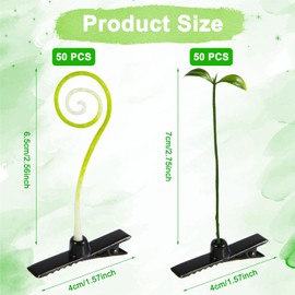 100pcs Bean Sprout Hair Clips Curved Plant Hair Clips Funny Cute Grass Hair Clips Hairpin, Sprout Barrette Hair Accessories, Duck Billed Clips for Kids Girls Women Party (Bean Sprout and Curly Grass)