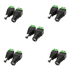 LitaElek 5.5mm x 2.1mm DC Connector 12V DC Barrel DC Jack Female Male Plug Adapter Screw Terminal Connector for CCTV Camera, LED Strip Light, or other DC 5V-24V Devices (5 female + 5 male)