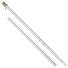 AES 6ft Aluminum Spinning Stabilizer Pole (Silver) Flag Pole Gold Ball w/Bracket