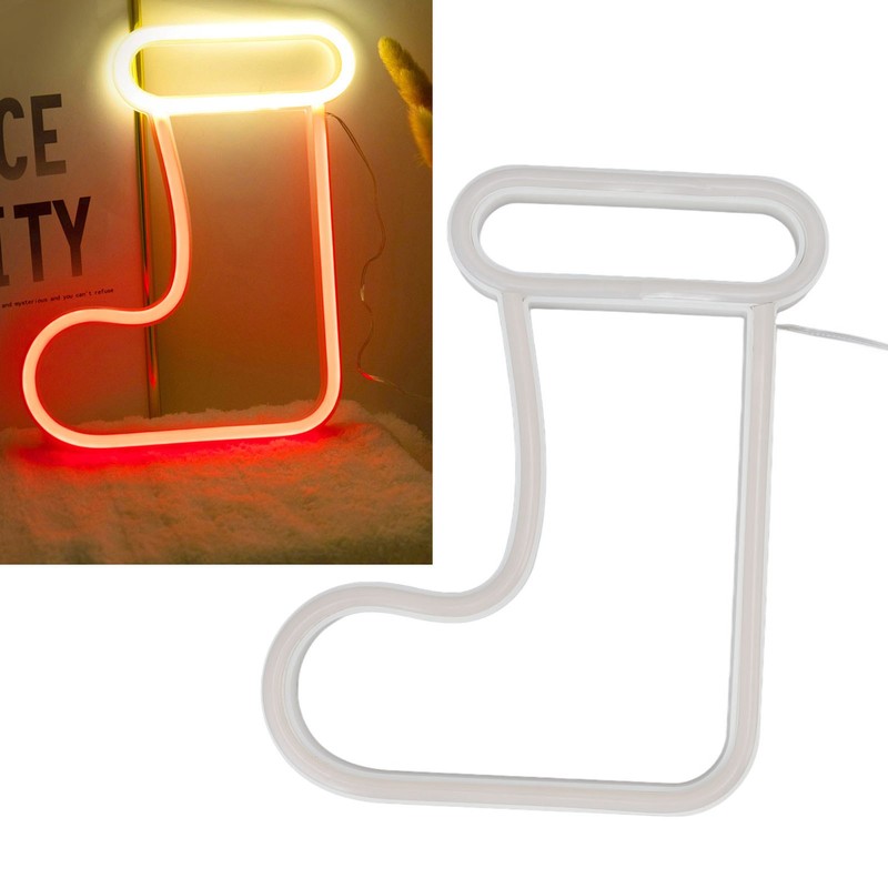 Christmas Neon Light LED Christmas Boot Neon Sign Light Battery