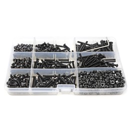 iExcell 1500 Pcs Metric M3 x 6/8/10/12/14/16/20/25/30/35/40/45/50 mm Alloy Steel 10.9 Grade Hex Socket Button Head Cap Screws Bolts Nuts Washers Assortment Kit, Black Oxide Finish
