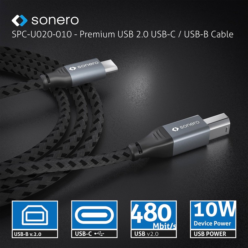 Sonero® USB 2.0 Kabel, Verbindungskabel, Druckerkabel, C-Stecker auf B-Stecker, 480