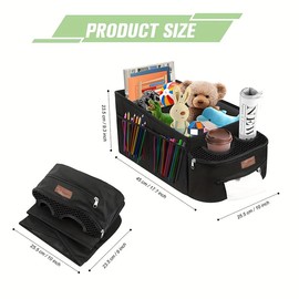 FUNNy elf Car Backseat Organizer for Cars, Collapsible Front Seat Organizer with 4 Cup Holders, Storage Pockets & Dividers, Passenger Seat Organizer for SUV, Truck, Sedan