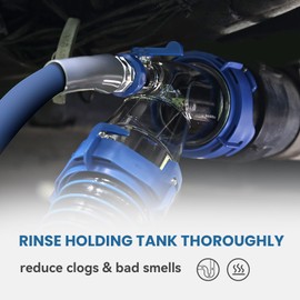 DUMPMAN RV Tank Rinser, Must Have Sewer Adapter for RV Sanitation, Transparent Sewer Tank Adapter with Built-in Gasket