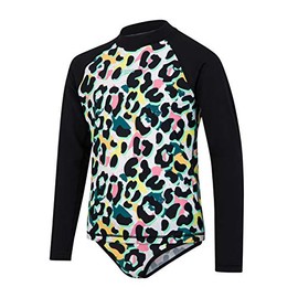 Speedo JungleSpeak Allover Long Sleeve Rash Top Girls Set Black/White