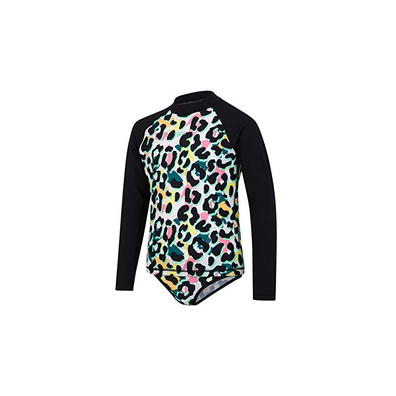 Speedo JungleSpeak Allover Long Sleeve Rash Top Girls Set Black/White