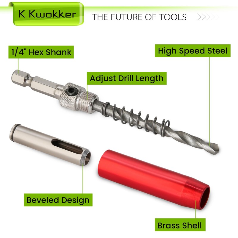 9PCS Hinge Drill Bit Set with Automatic Center Punch, Self
