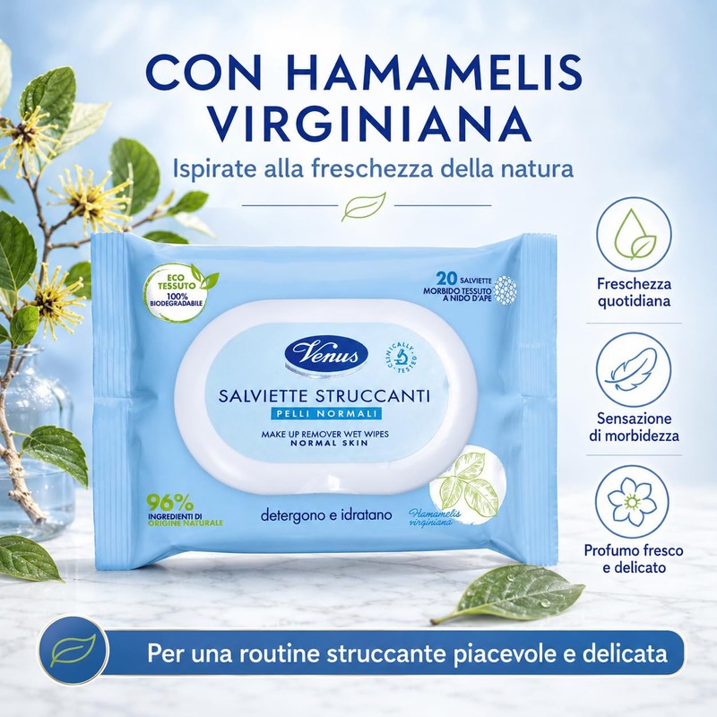 Salviettine Struccanti Venus 20pz Pelli