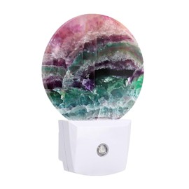 Chrobak Round LED Night Light,Mystic Fluorite Pattern LED Night Light Plug into Wall with Dusk to Dawn Light Sensor White Energy Efficient Nightlight for Bedroom Bathroom Hallway Living Room Kitchen