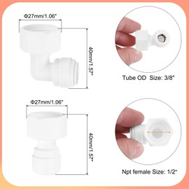 QUARKZMAN Pack of 5 Elbow & Straight 1/2 Inch NPT Female to 3/8 Inch Quick Pipe Connectors Push to Connect Pipe Fittings Hose Connector for RO Reverse Osmosis System with Rubber Rings