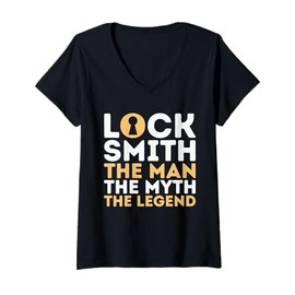 Womens Locksmith The Man The Myth Shirt Lockout Specialist V-Neck T-Shirt