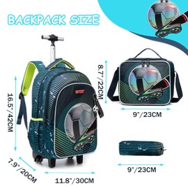 ZBAOGTW Rolling Backpack for Boys Travel Backpack for Kids with Wheels Kids Backpack with Lunch Bag Backpacks for School Kindergarten Elementary