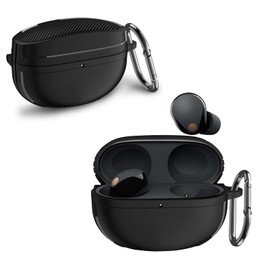 KZIOACSH Case for Sony WF-1000XM5, Ultra Slim [Shockproof] Rugged TPU Protective Case Full-Body Anti-Scratch Anti-Lost Washable Earphone Skin Cover with Keychain for Sony WF-1000XM5, Black