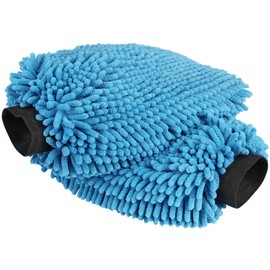 AIDEA Car Wash Mitt Microfiber2PK, Scratch-Free& Lint-Free, Premium Chenille Microfiber Wash Mitt-Blue Extra Large Size (8''X12'')