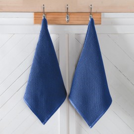 Elegant Comfort 100% Turkish Cotton 6-Pack Waffle Premium Kitchen Towels - Quick Drying and Super Absorbent Kitchen Dishcloth Towels, Ultra Soft Multi-Purpose Cleaning Towels, 13 x 13, Navy